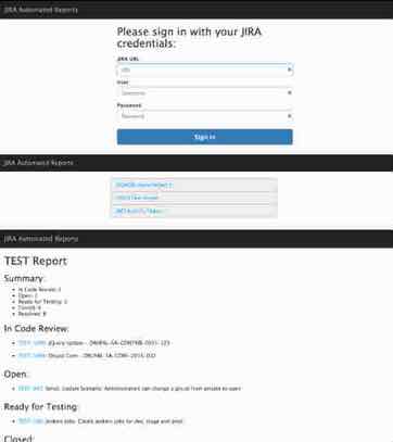 JIRA Automated Testing Screen